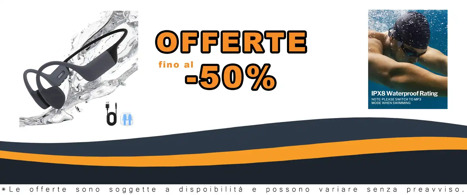 Cuffie ossea IPX8 Bluetooth 5.4 nuoto corsa ciclismo