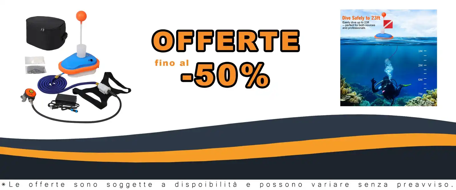 Fan underwater rechargeabile hose 7m regolatore respiratorio