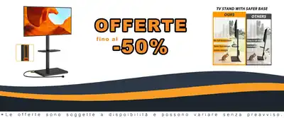 Supporto TV da pavimento con presa e regolazione